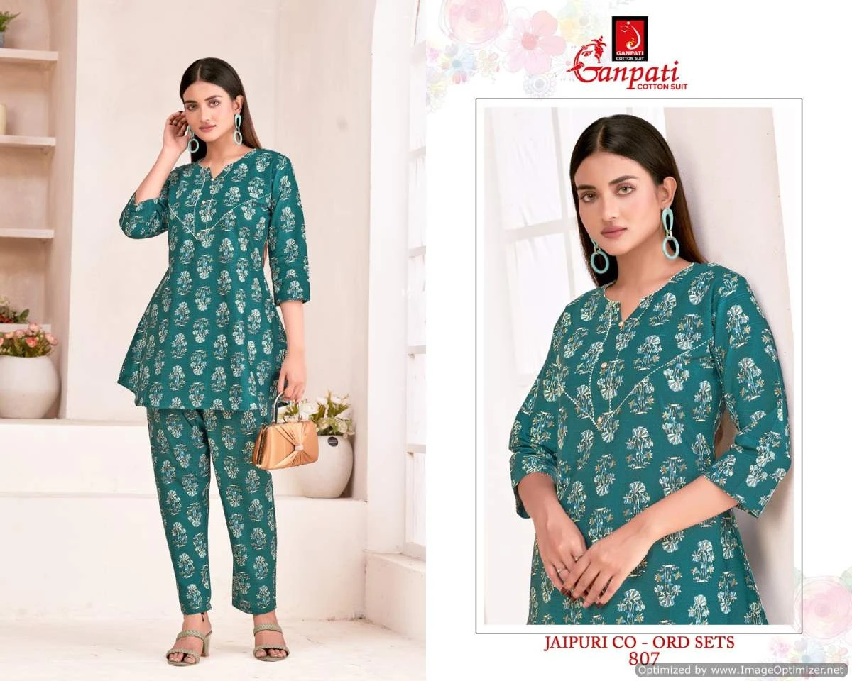 Ganpati Jaipuri Vol 8 Cotton Wholesale Kurti with Pant Catalog — Wholesale Kurtis, Ganpati wholesale from Surat - Gallery Image 4